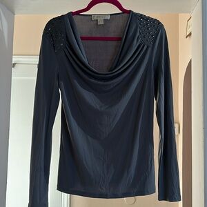 Michael Kors Grey Long Sleeve Top with Shoulder Studded Detailing